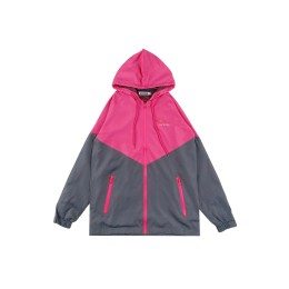 Customized windbreaker with hood, open chest and horn sleeves. Designed Velcro cuffs. Rubber sleeves. Zipper bag design. Gray contrast pink. 100% polyester. Kai Shing Park Island Blue Club J1033 Customized windbreaker with hood, open chest and horn sleeves. Designed Velcro cuffs. Rubber sleeves. Zipper bag design. Gray contrast pink. 100% polyester. Kai Shing Park Island Blue Club J1033